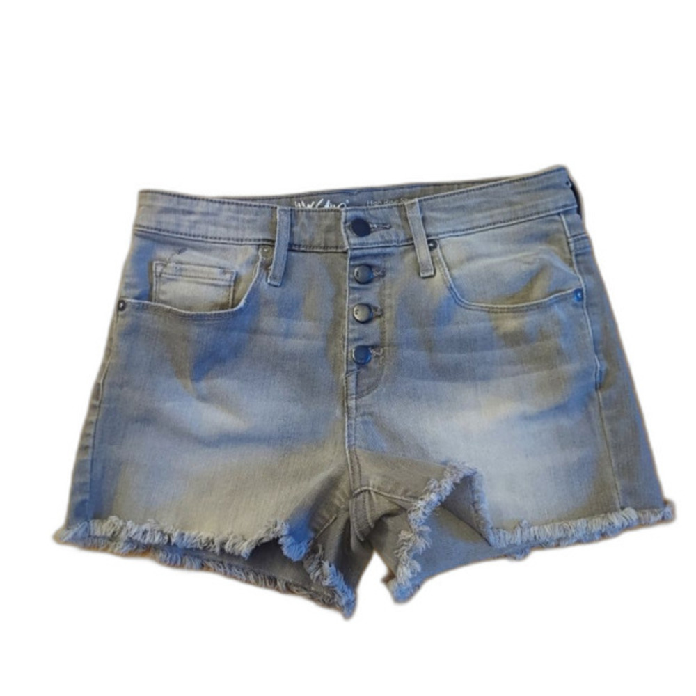 Mossimo High Rise Denim Shorts Gray Button Fly Cotton Sz 4